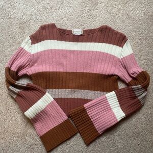 Altar'd State Pink and Brown Striped Sweater